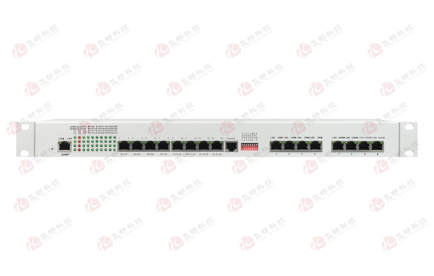 飛暢科技-32路電話+16E1+4FE+4GE+2路數(shù)據(jù)+SNMP+console（19英寸，物理隔離）電話光端機(jī)